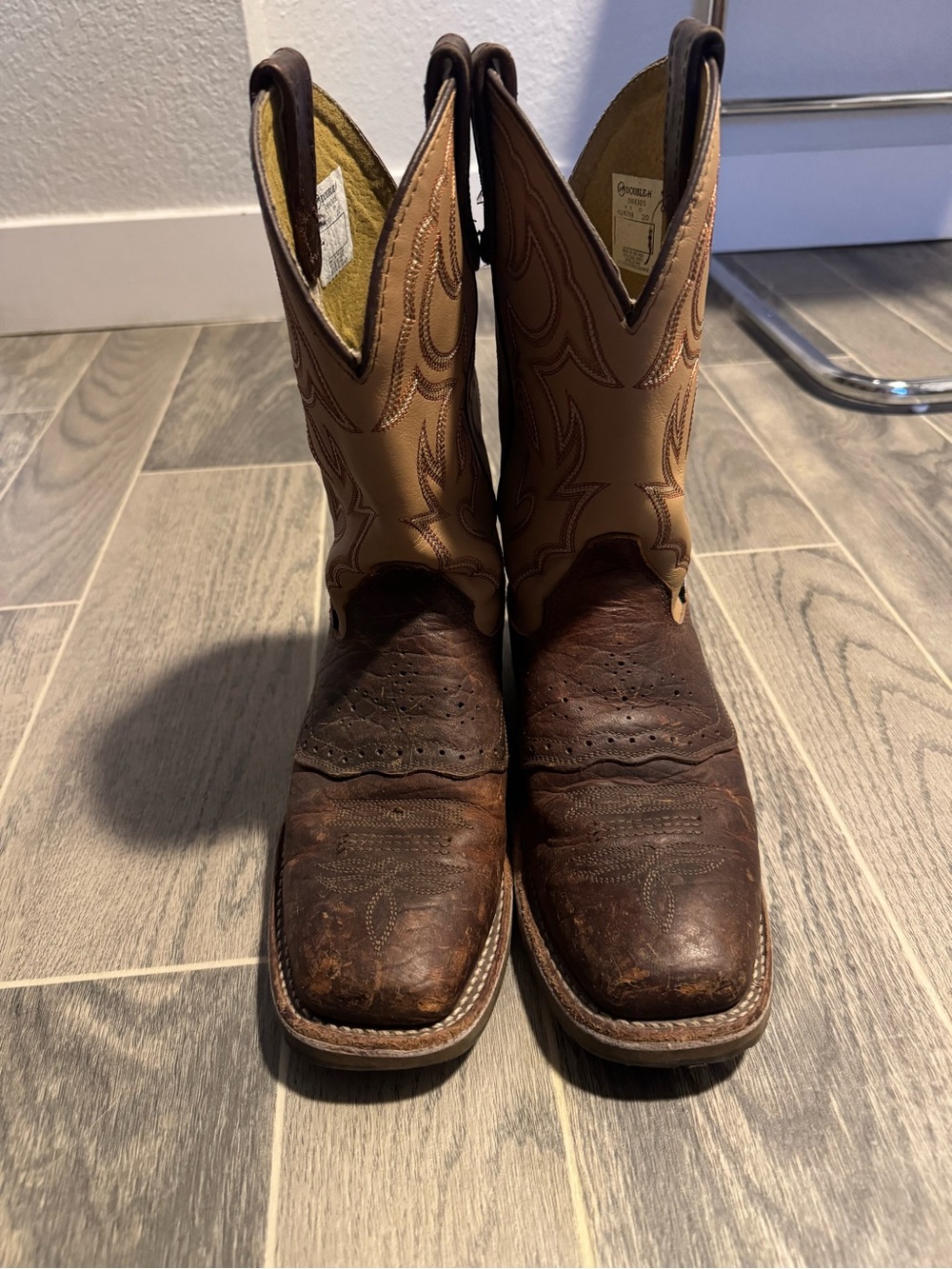 Double H Two-Tone Brown Leather Cowboy Boots